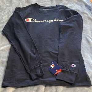 NWT. Champion Womens Navy Long Sleeve Shirt